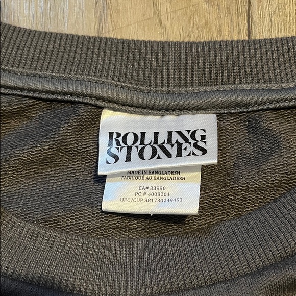 the Rolling Stones Black Long Sleeve Cropped Sweatshirt with Red Logo - Picture 3 of 5